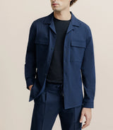 Navy blue button-down collar overshirt