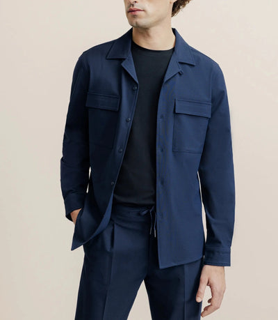 Surchemise avec col boutonné bleu marine