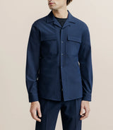 Navy blue button-down collar overshirt