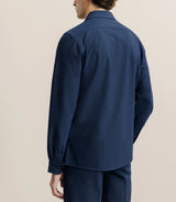 Navy blue button-down collar overshirt