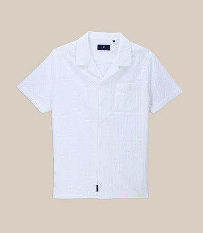 Chemise uni brodé de coton blanc - IZAC