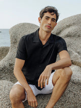 Chemise casual brodée noire