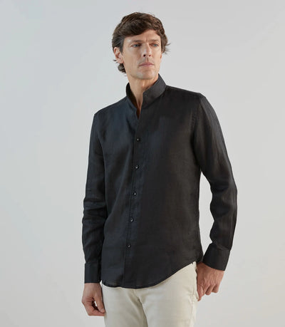 Chemise 100% lin noire - IZAC