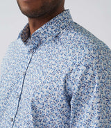 Aloha" white-navy printed casual shirt