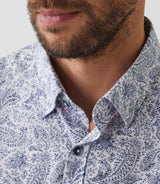 Amir" navy-white printed casual shirt