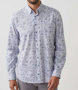 Amir" navy-white printed casual shirt