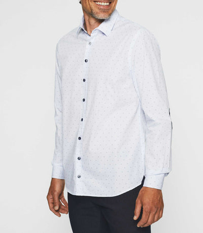 Chemise casual imprimé blanc et marine JULES - IZAC