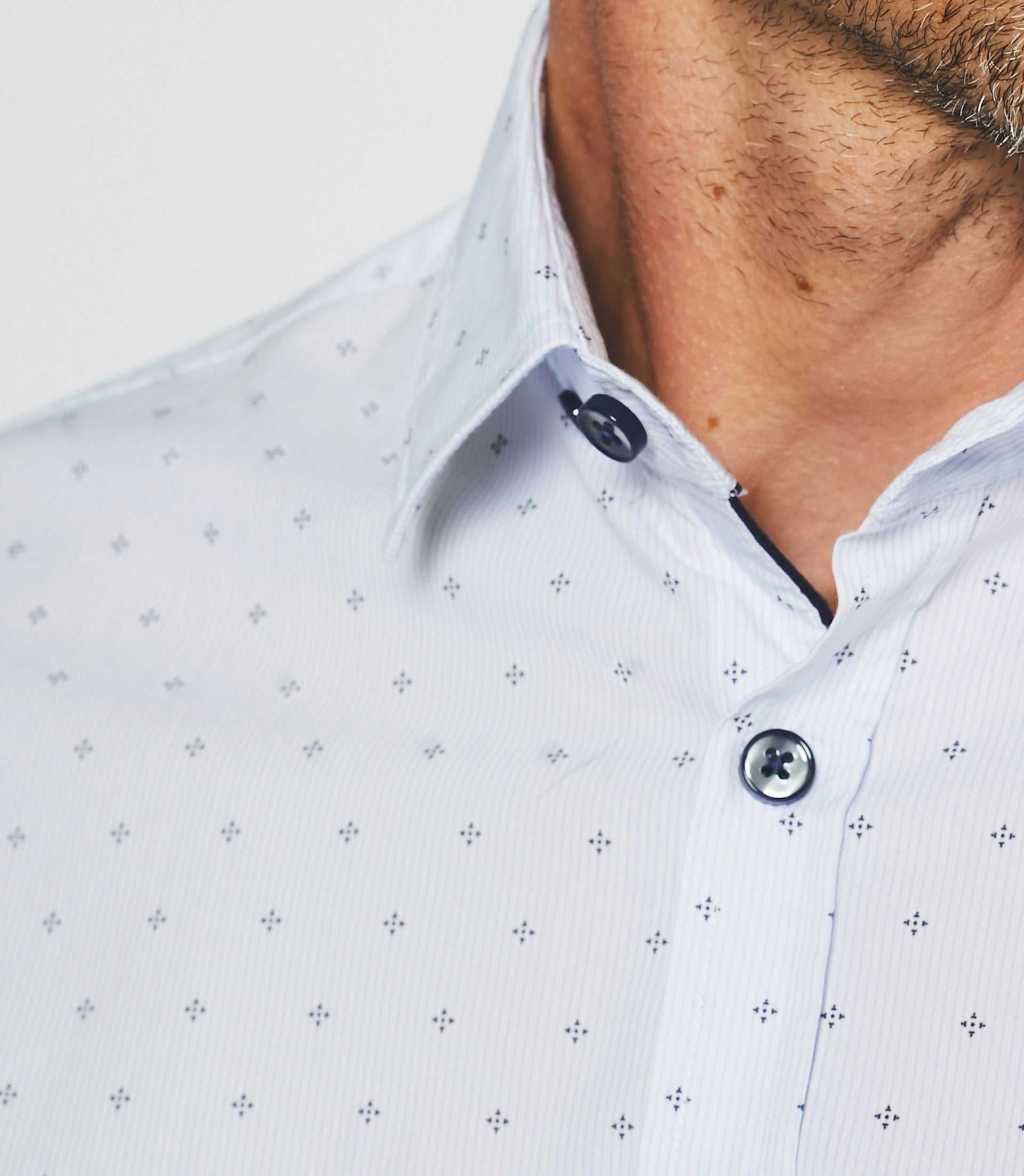 Chemise casual imprimé blanc et marine JULES - IZAC