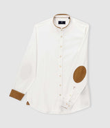 Chemise à coudières blanc et camel JASON - IZAC