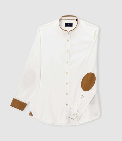 Chemise à coudières blanc et camel JASON - IZAC