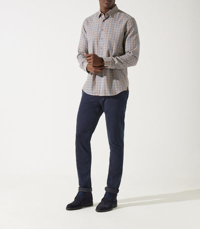 Chemise à petit carreaux marron JEAN - IZAC