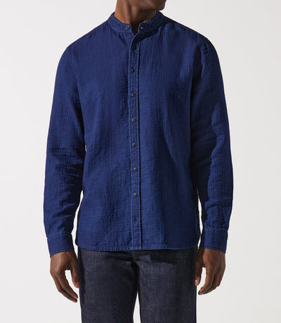 Chemise col mao bleu JEREMI - IZAC