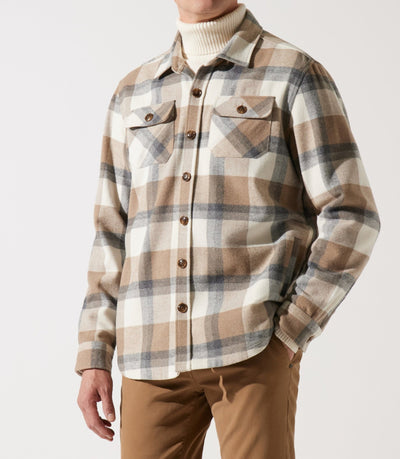 Surchemise à carreaux camel et gris JIACOMO - IZAC