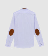 Chemise col mao à coudière bleu et blanc JOHAN - IZAC