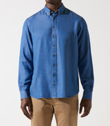 Chemise unie en tencel bleue JOSS