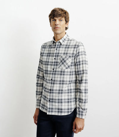 Chemise casual à petits carreaux écru - IZAC