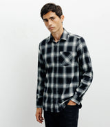 Chemise casual à petits carreaux marine - IZAC