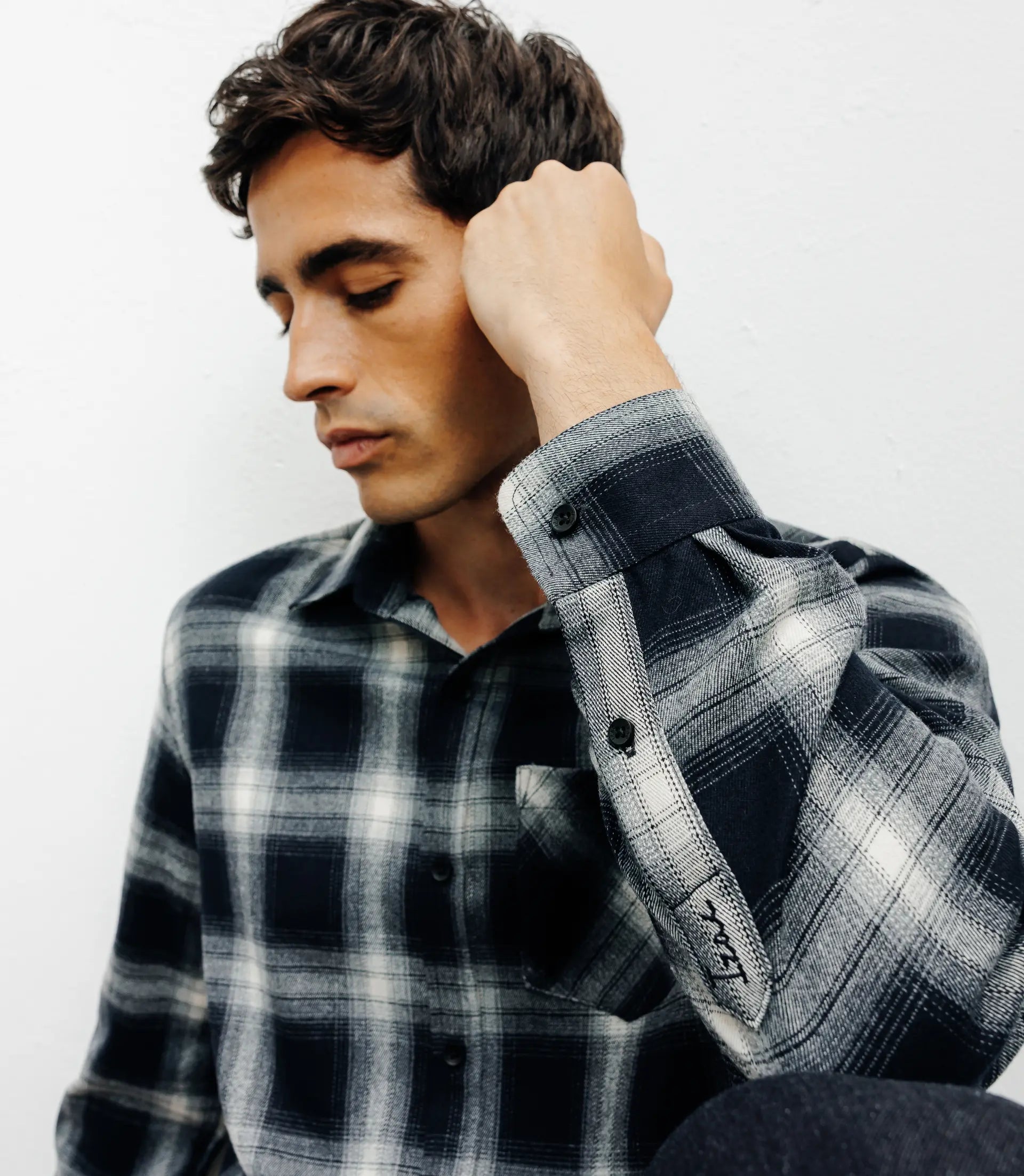 Chemise casual à petits carreaux marine - IZAC