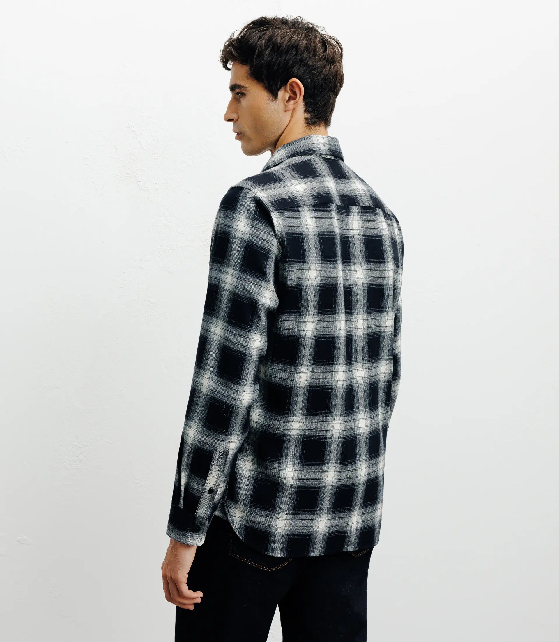 Chemise casual à petits carreaux marine - IZAC