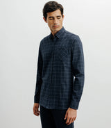 Chemise casual à petits carreaux marine - IZAC