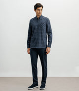 Chemise casual à petits carreaux marine - IZAC