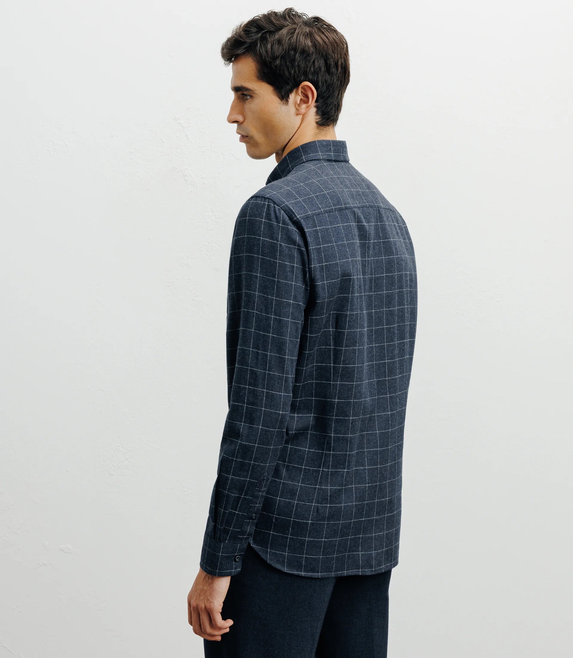 Chemise casual à petits carreaux marine - IZAC