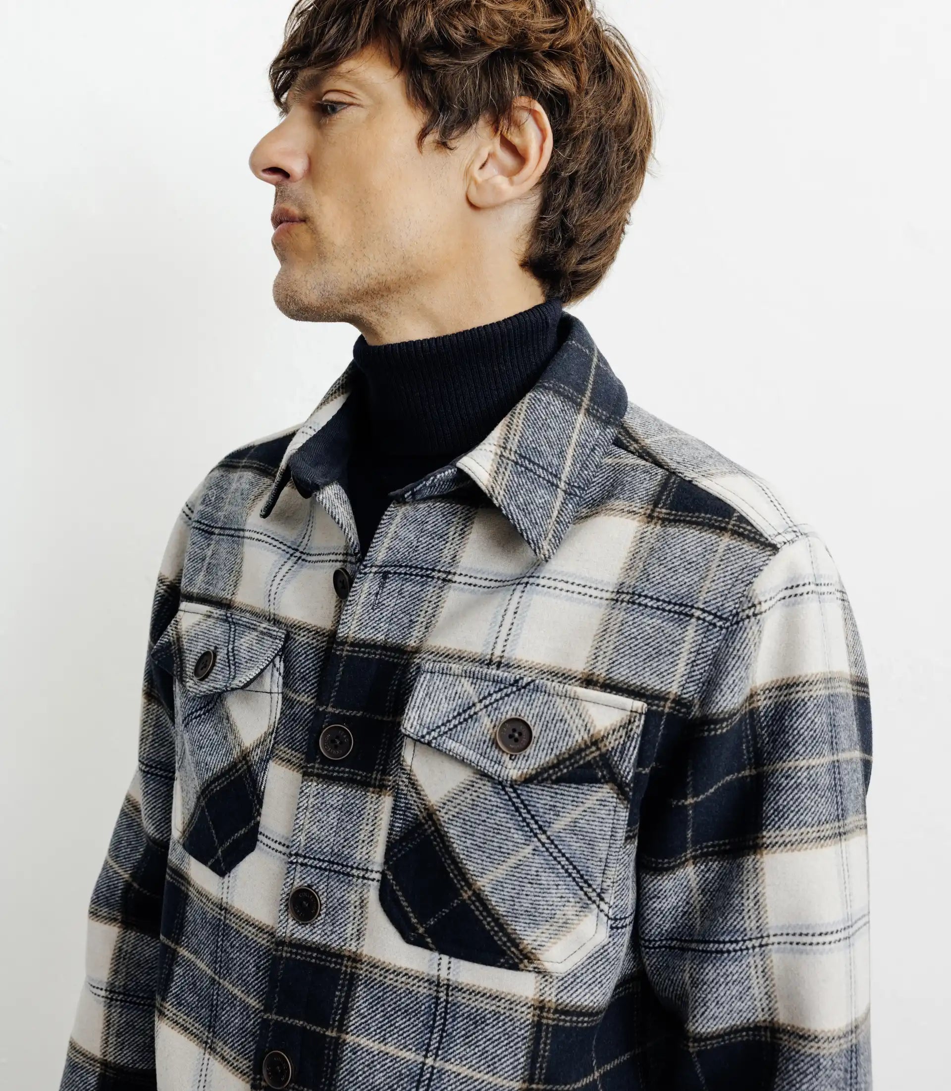 Surchemise à grands carreaux marine - IZAC