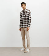 Chemise casual à petits carreaux marron - IZAC