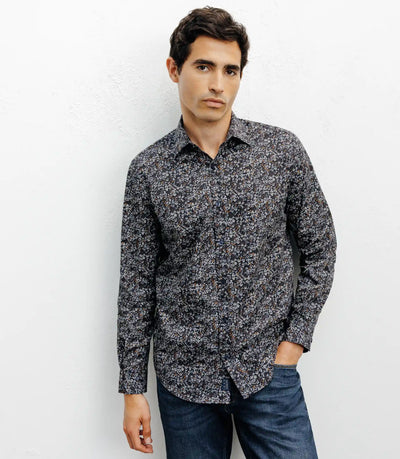 Chemise casual imprimé fleurs marine - IZAC