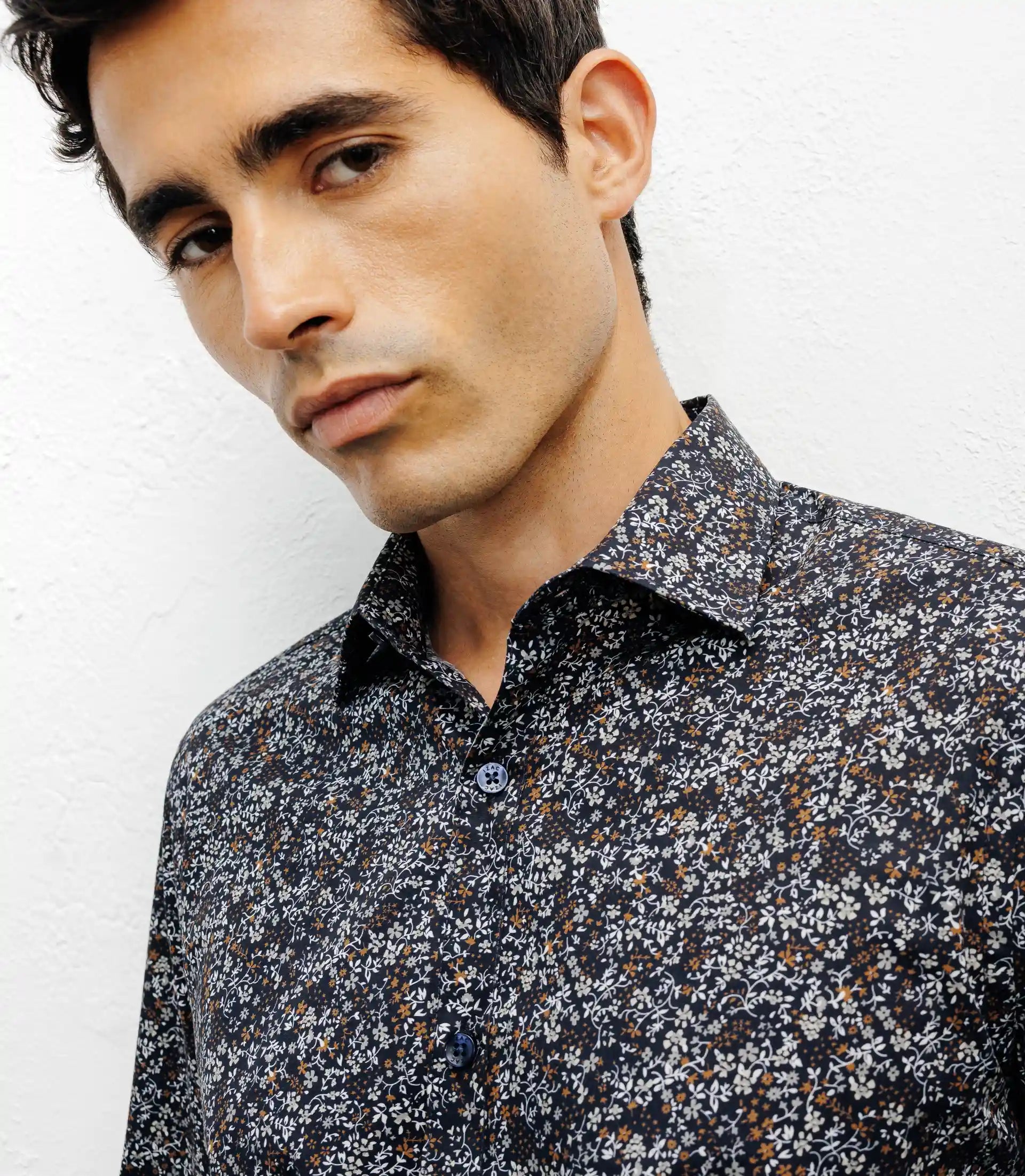 Chemise casual imprimé fleurs marine - IZAC
