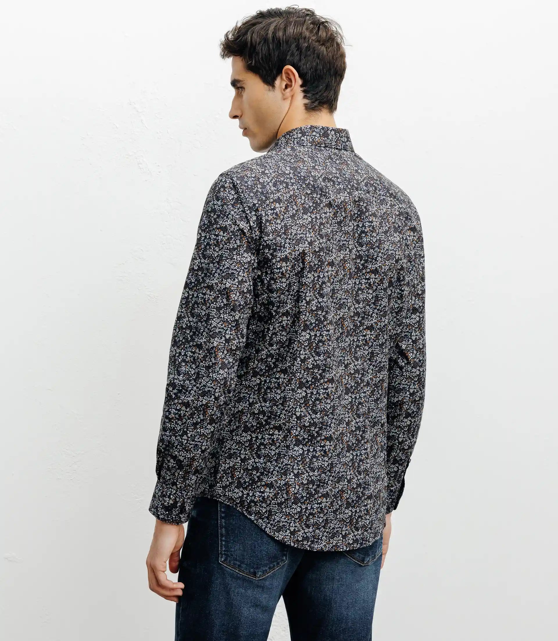 Chemise casual imprimé fleurs marine - IZAC