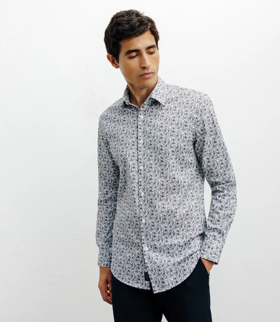 Chemise casual imprimé fleurs bleu - IZAC
