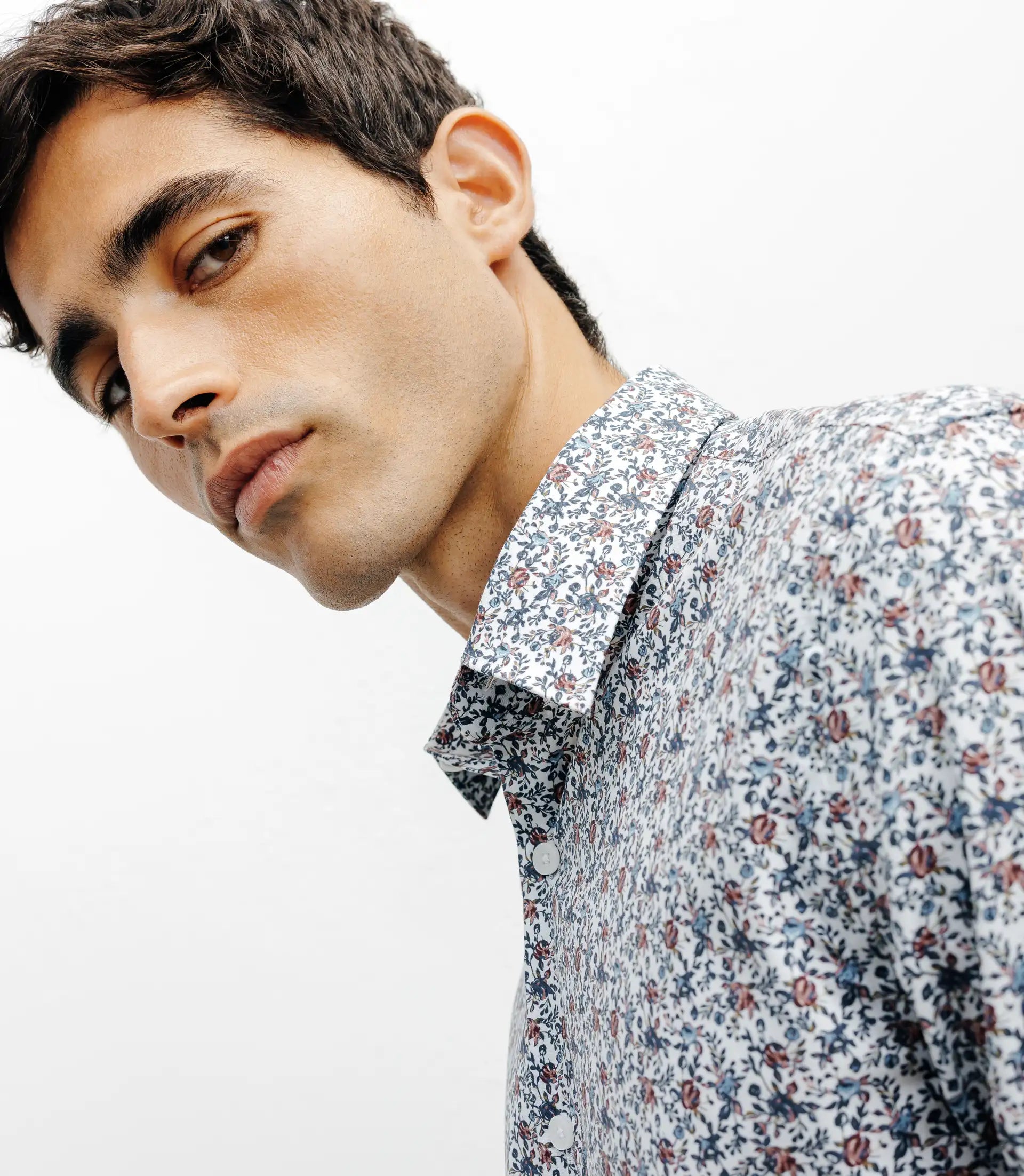 Chemise casual imprimé fleurs bleu - IZAC