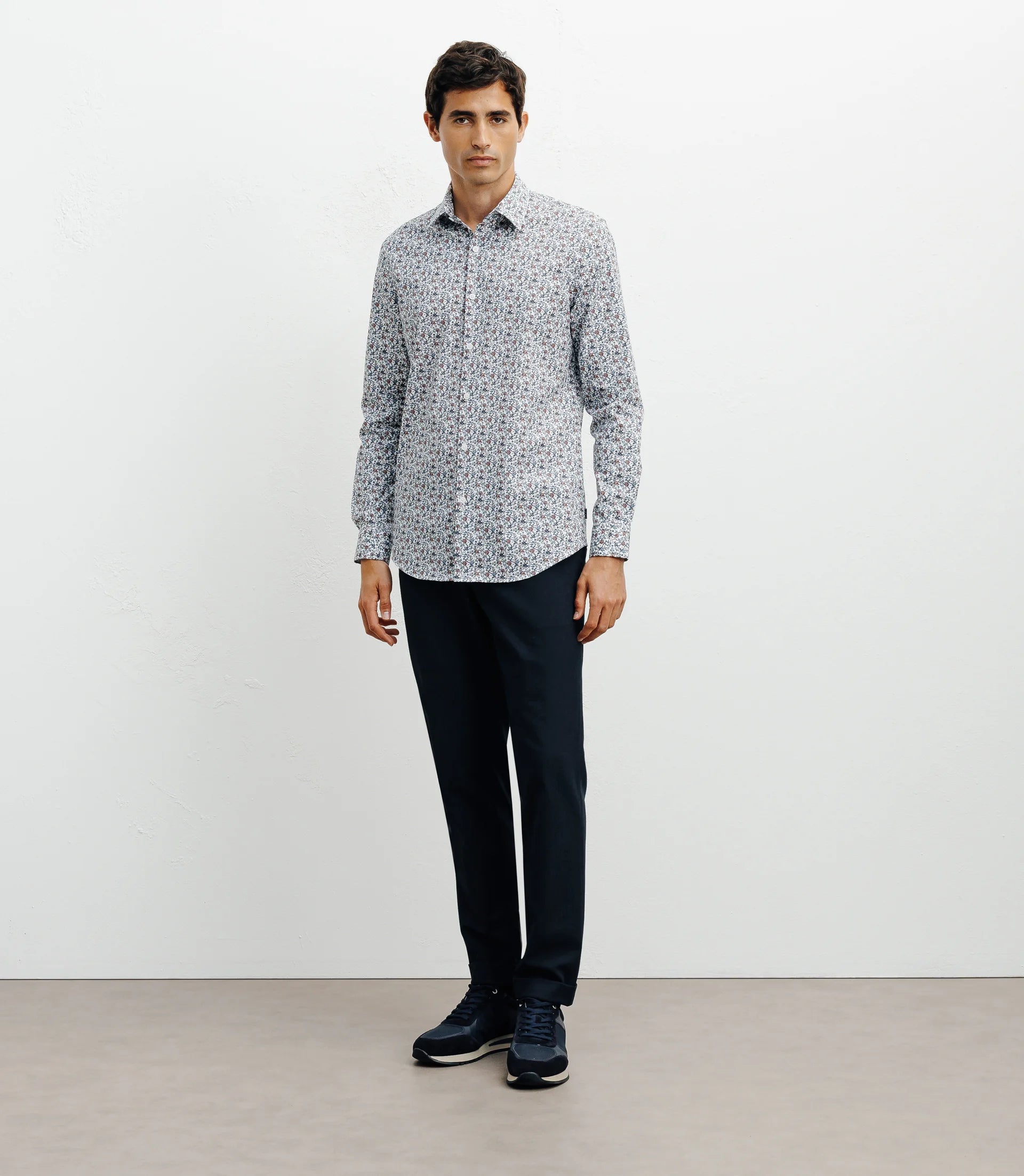 Chemise casual imprimé fleurs bleu - IZAC