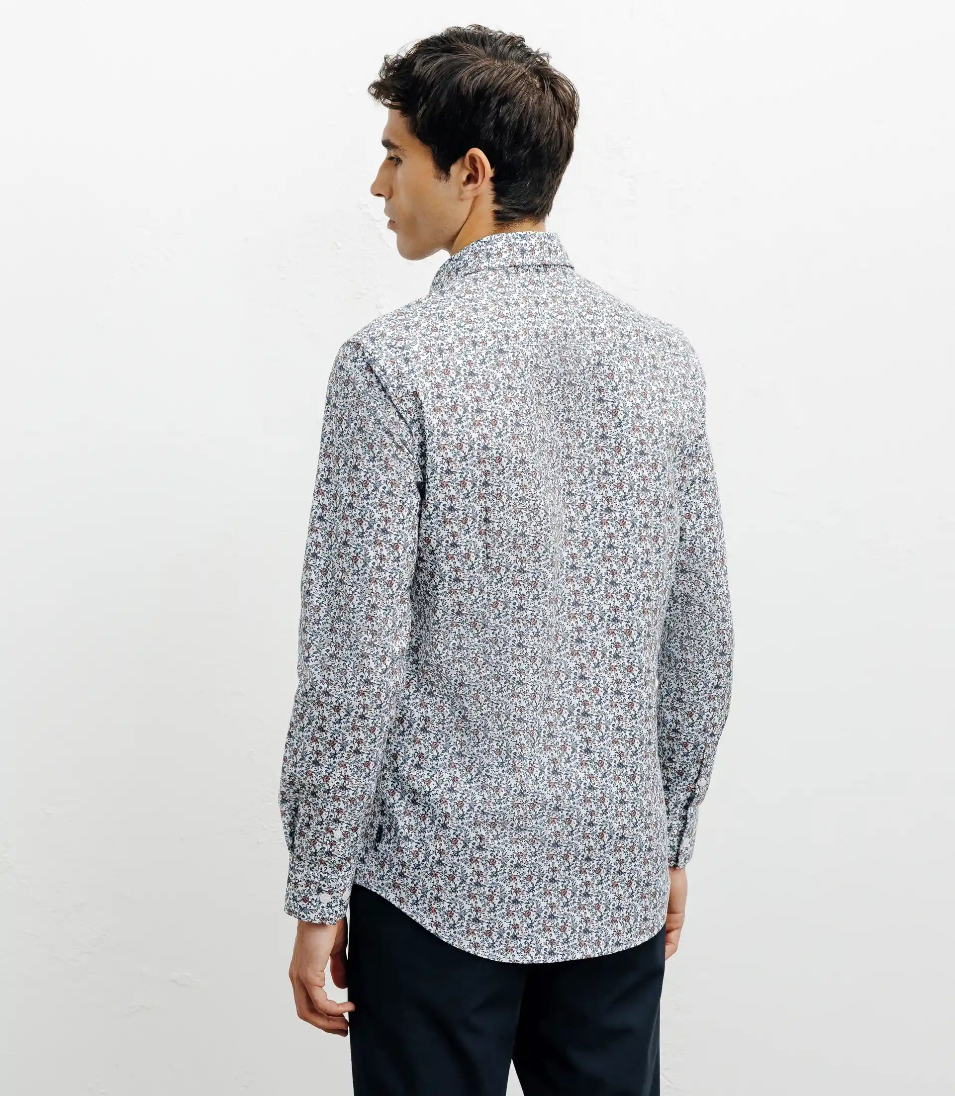 Chemise casual imprimé fleurs bleu - IZAC