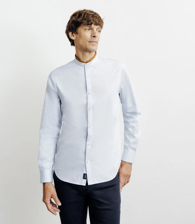 Chemise casual col mao avec coudières ciel - IZAC