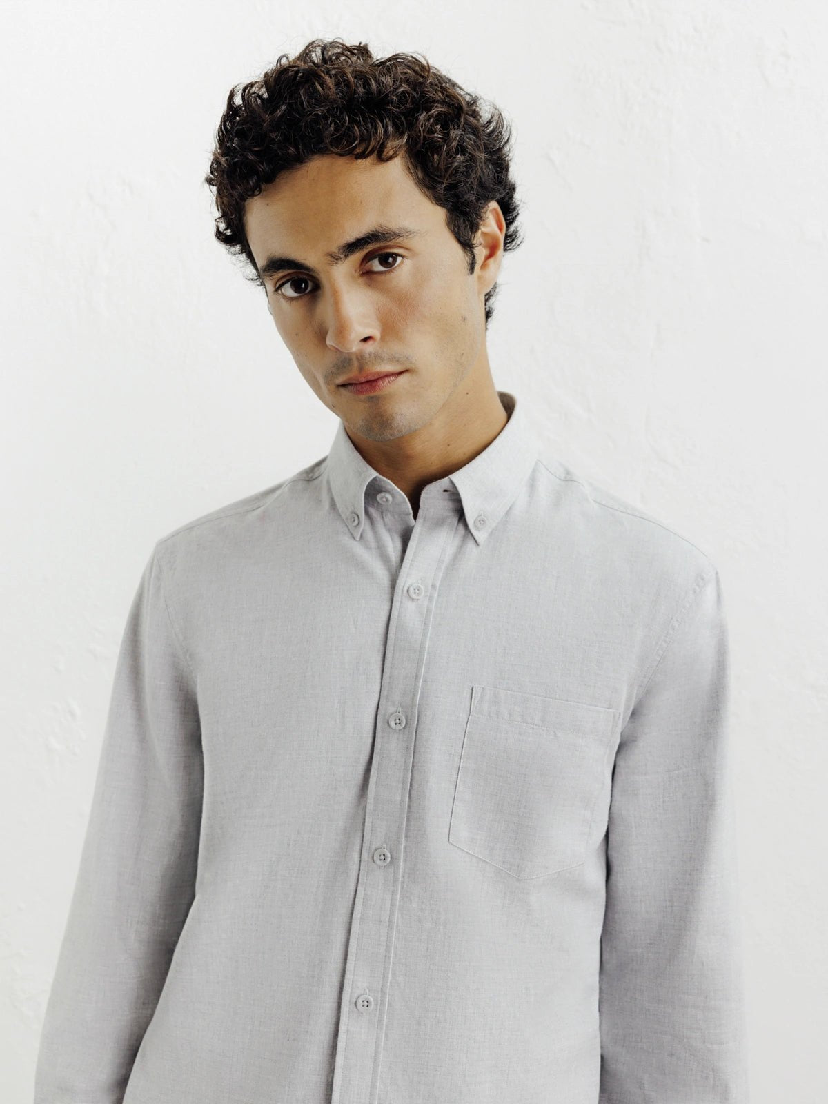 Chemise casual avec col boutonné grise - IZAC