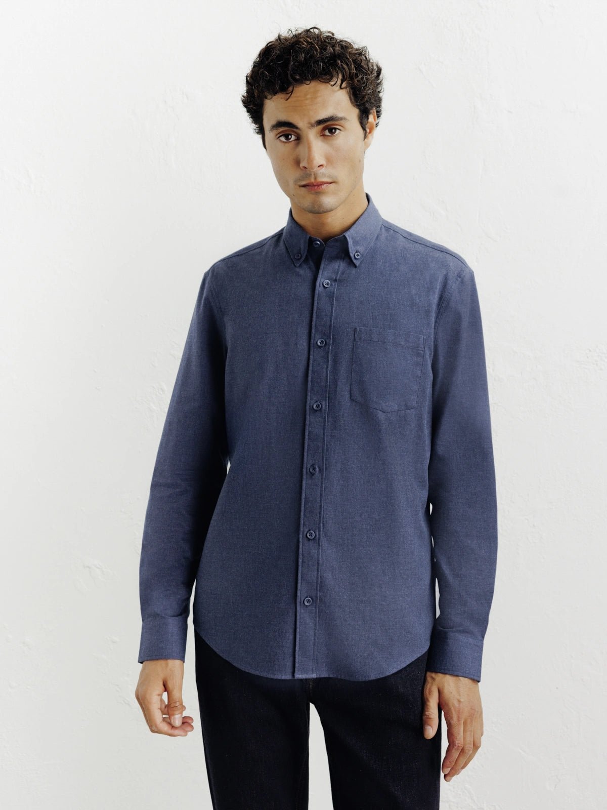 Chemise casual avec col boutonné marine - IZAC