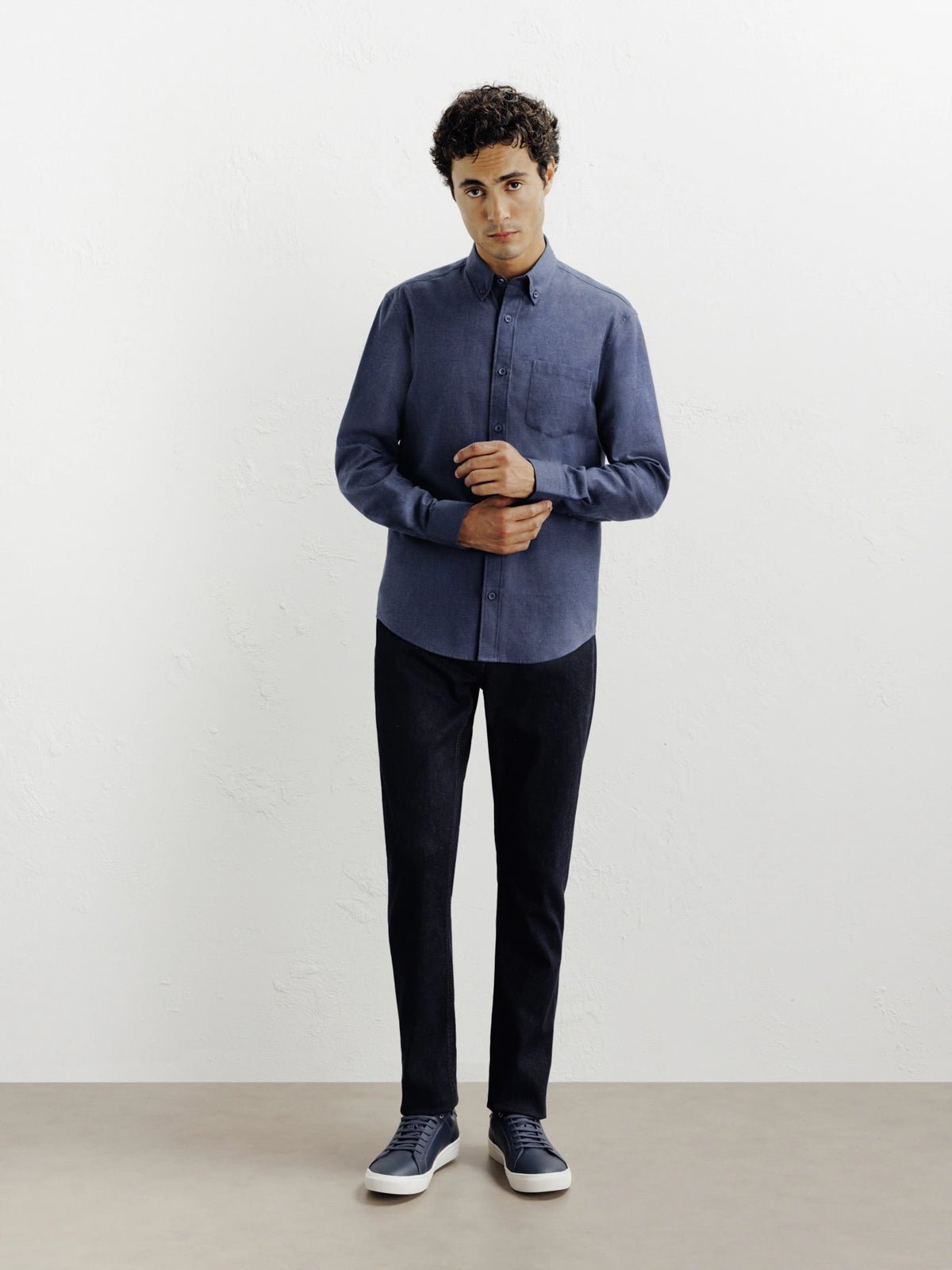 Chemise casual avec col boutonné marine - IZAC