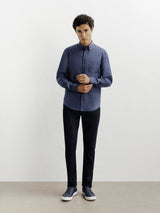 Chemise casual avec col boutonné marine - IZAC