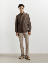 Chemise casual avec col boutonné marron - IZAC