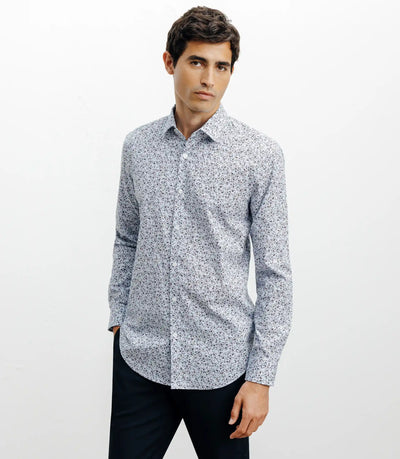 Chemise casual imprimée fleurs ciel - IZAC