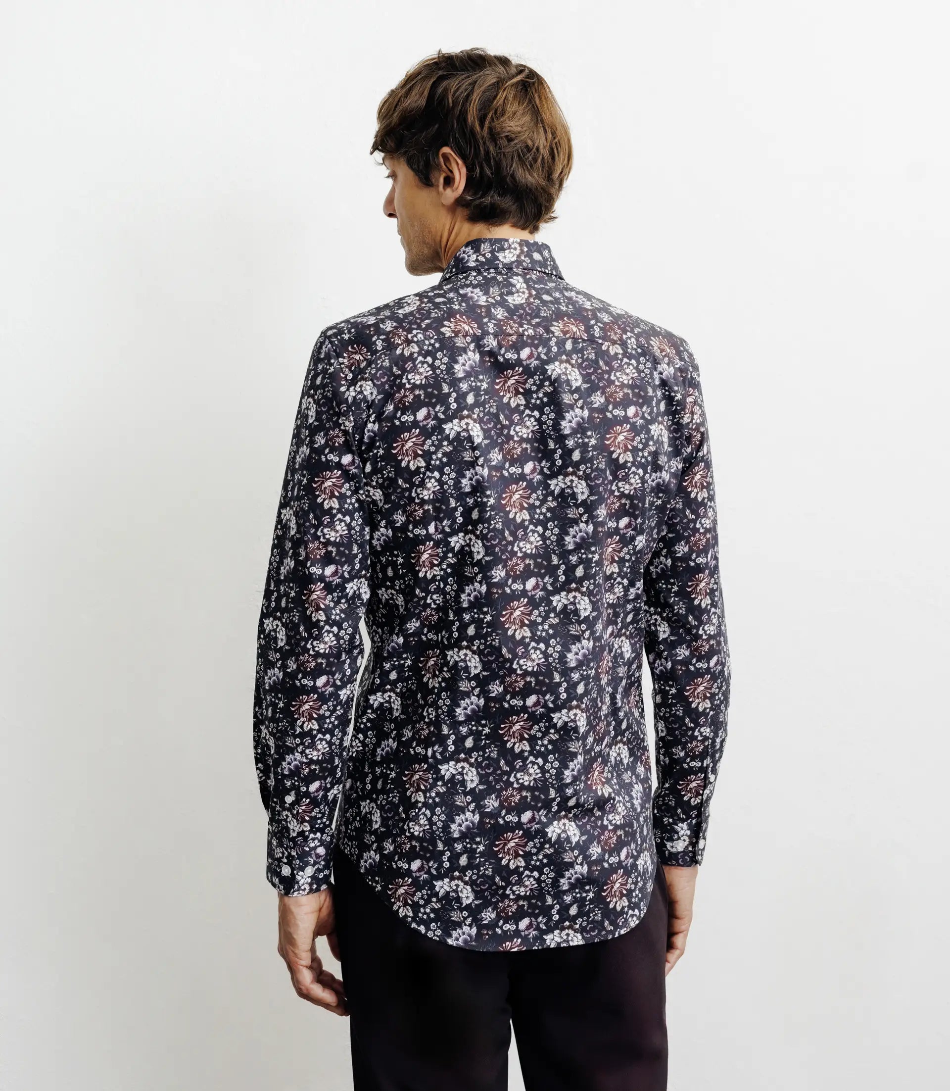 Chemise casual imprimé fleurs bleu marine - IZAC