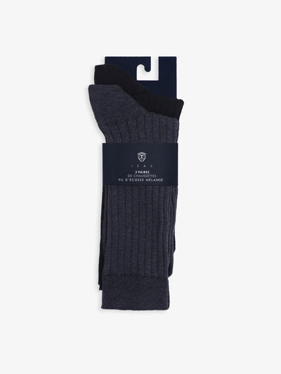 Pack de 2 chaussettes unies anthracite - IZAC