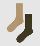 Pack de chaussettes uni en coton kaki - IZAC