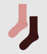 Chaussettes de chaussettes uni en coton rose et bordeaux - IZAC