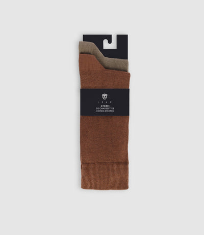 Pack de 2 chaussettes unies kaki - IZAC