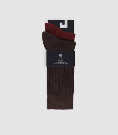 Pack de chaussettes unies marron - IZAC