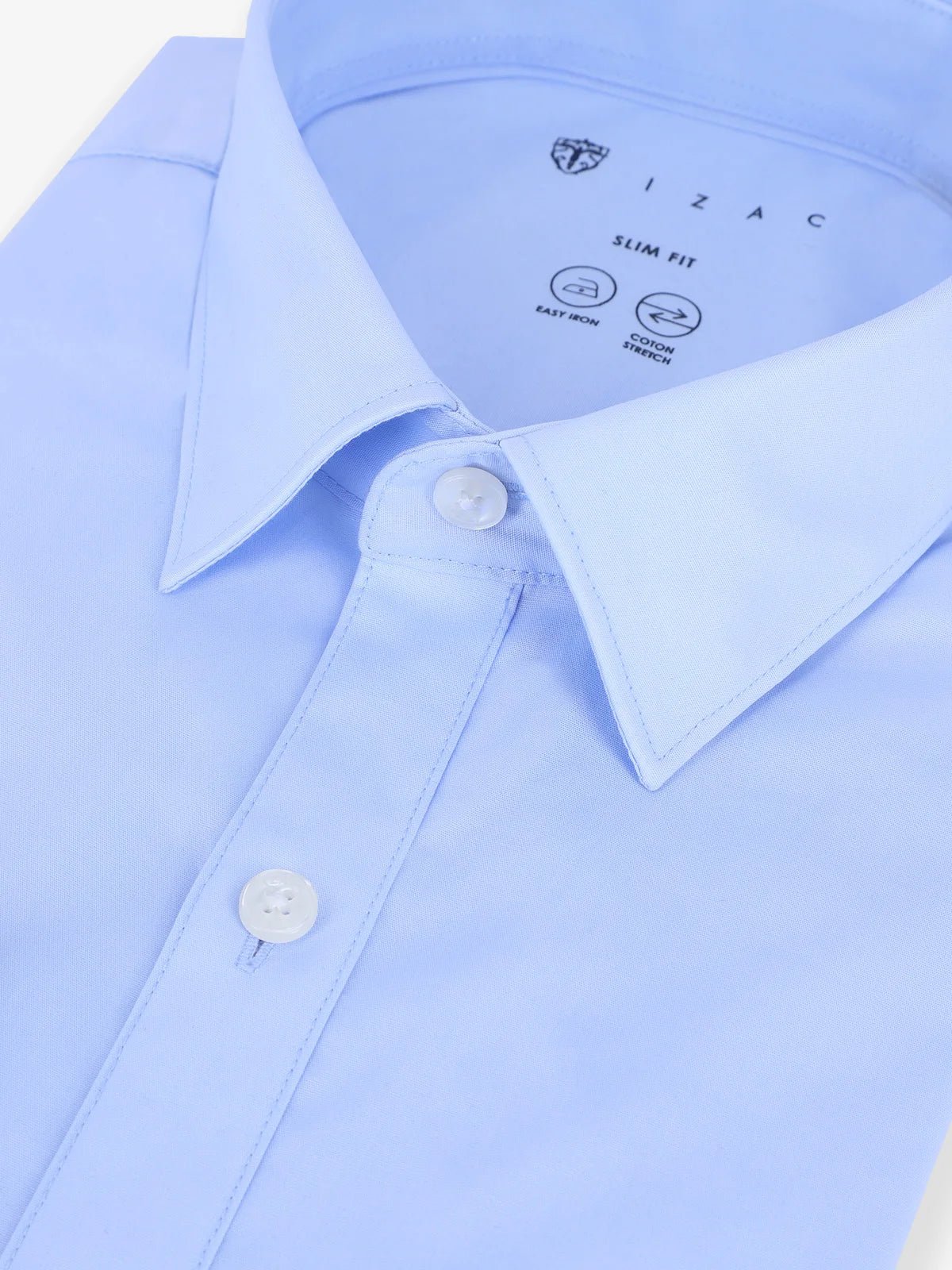 Chemise ville coton élasthanne ciel - IZAC