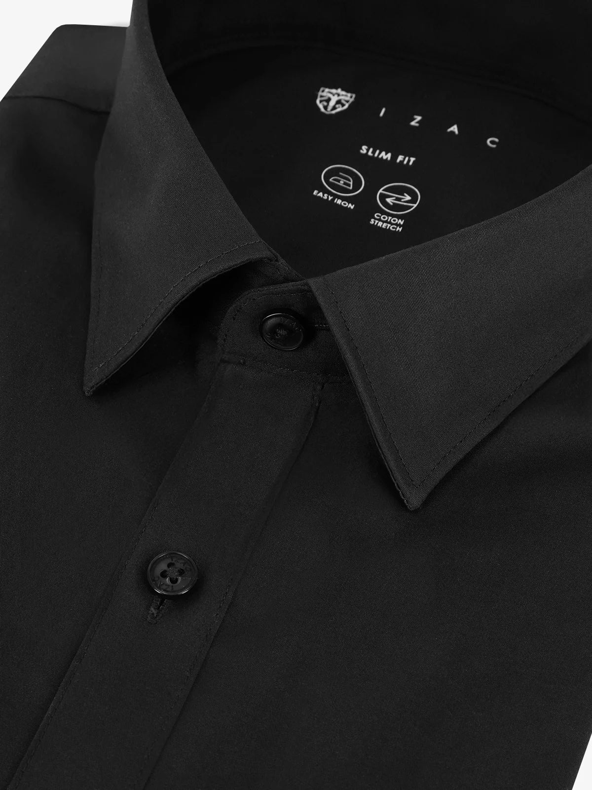 Chemise ville coton élasthanne noir - IZAC